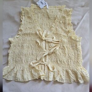American Eagle Outfitters Yellow Ruffled Blouse